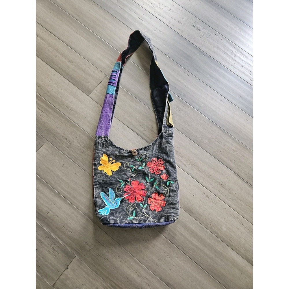 Paths Of Spirit Crossbody Monk Bag Cotton Tote Phone Holder Boho Hemp